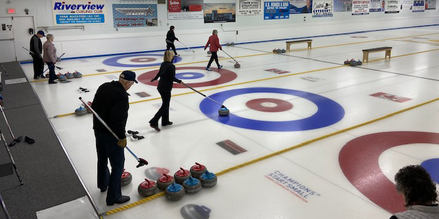 Curlers compete in the 2-Stick League - Riverview Curling Club, Brandon, Manitoba