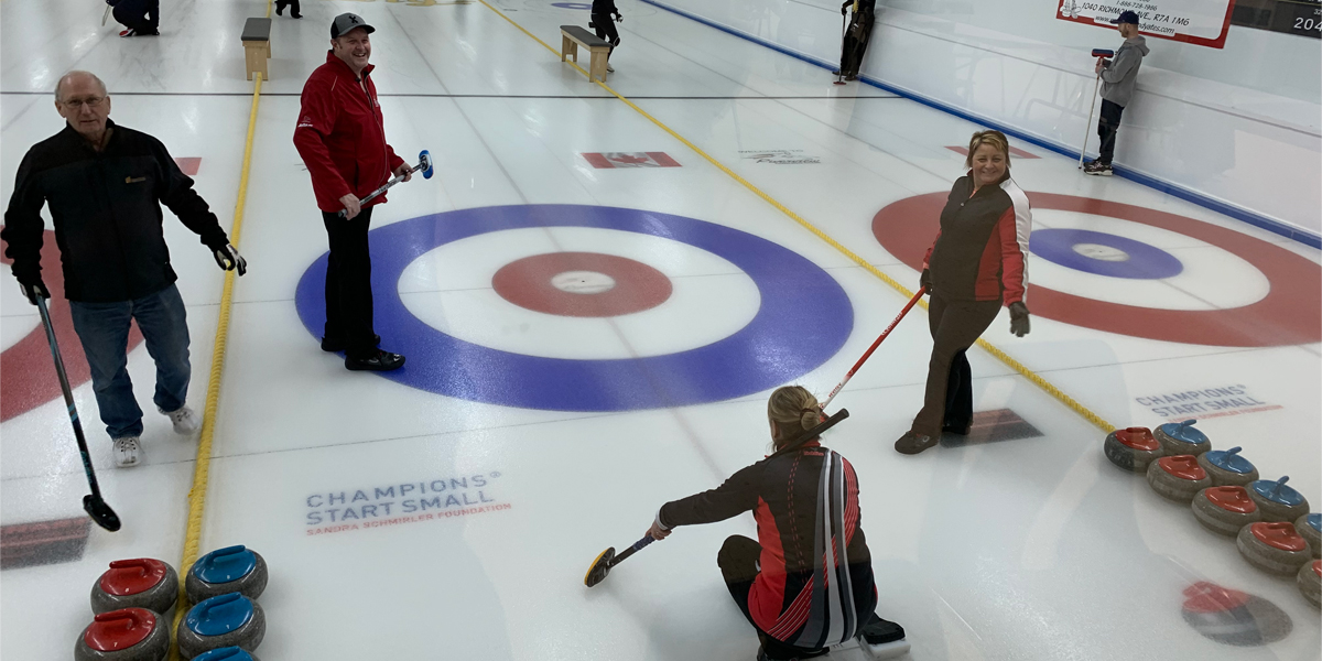 Curlers compete in the Mixed League - Riverview Curling Club, Brandon, Manitoba