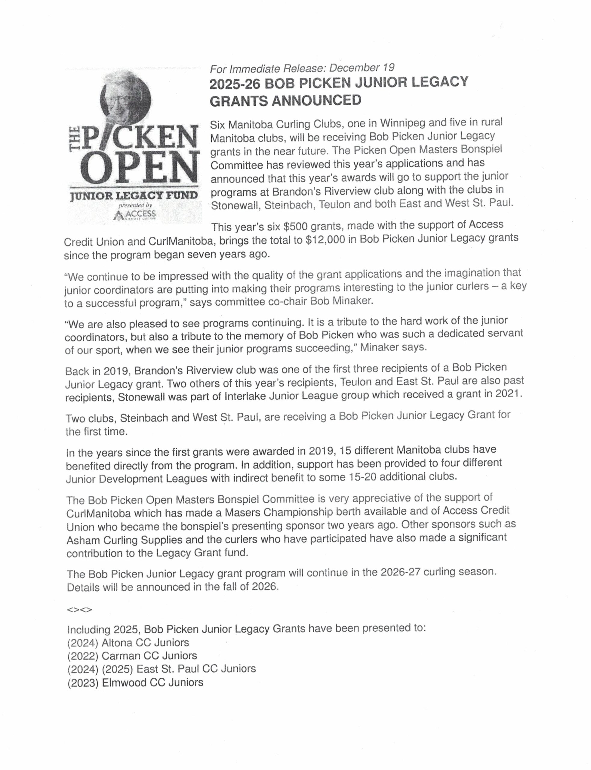 2025 Picken Grants Release